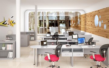 Комплект офисной мебели SIMPLE с эргономичными столами и тумбами в Чите - предосмотр 1